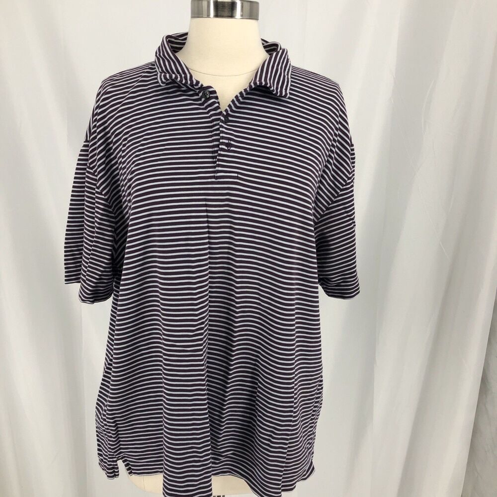 J.Crew Polo Shirt Men XL Blue Purple Striped Cotton Classic